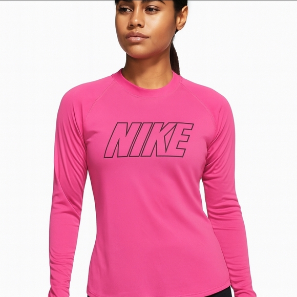 Nike Tops - Nike Swim Pink Barbie Workout Blokecore Atheleisure Sportswear Logo Shirt Sz Med
